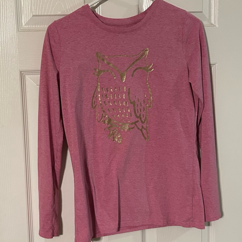 Cat & Jack Pink and Gold Long Sleeve‎ Tee with Owl Print
